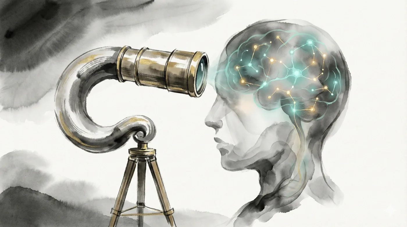 טלסקופ מופנה פנימה לתוך ראש שקוף