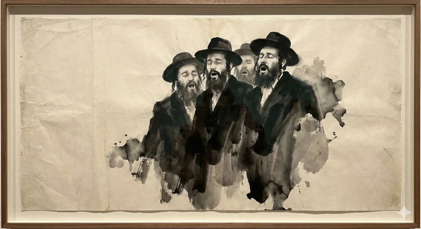 Hasidic niggun - sumi-e illustration